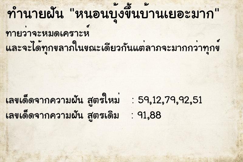 ทำนายฝันทำนายฝันหนอนบุ้งขึ้นบ้านเยอะมาก