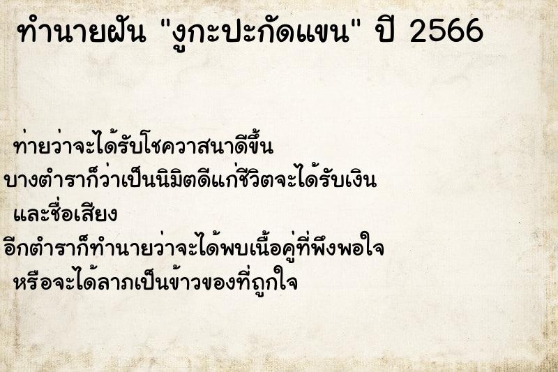 ทำนายฝันงูกะปะกัดแขน ทำนายฝันทำนายฝันงูกะปะกัดแขน