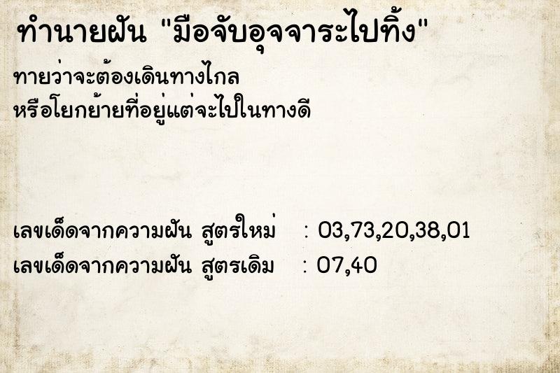 ทำนายฝันมือจับอุจจาระไปทิ้ง ทำนายฝันทำนายฝันมือจับอุจจาระไปทิ้ง