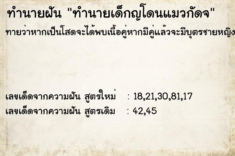 ทำนายฝันทำนายเด็กญโดนแมวกัดจ ทำนายฝันทำนายฝันทำนายเด็กญโดนแมวกัดจ