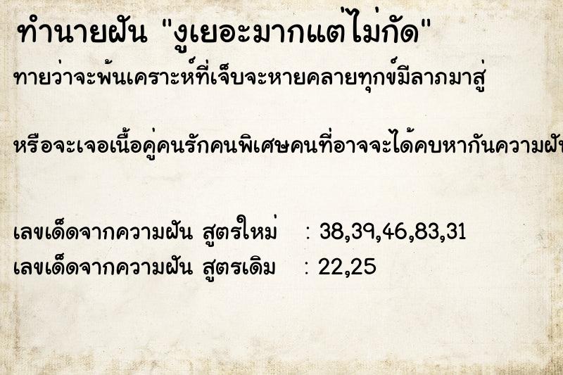 ทำนายฝัน งูเยอะมากแต่ไม่กัด