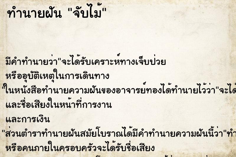 ทำนายฝัน จับไม้ ทำนายฝัน จับไม้