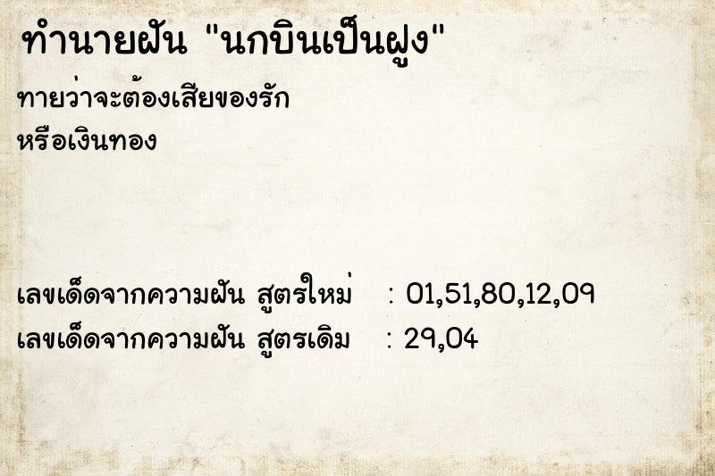 ทำนายฝันทำนายฝันนกบินเป็นฝูง