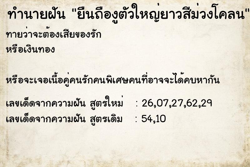 ทำนายฝันยืนถืองูตัวใหญ่ยาวสีม่วงโคลน ทำนายฝันทำนายฝันยืนถืองูตัวใหญ่ยาวสีม่วงโคลน