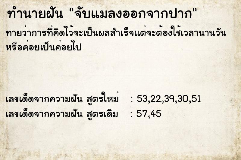 ทำนายฝันทำนายฝันจับแมลงออกจากปาก