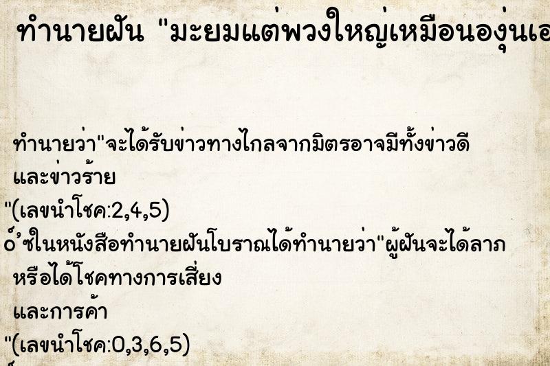 ทำนายฝันทำนายฝันมะยมแต่พวงใหญ่เหมือนองุ่นเอาคนเดียว