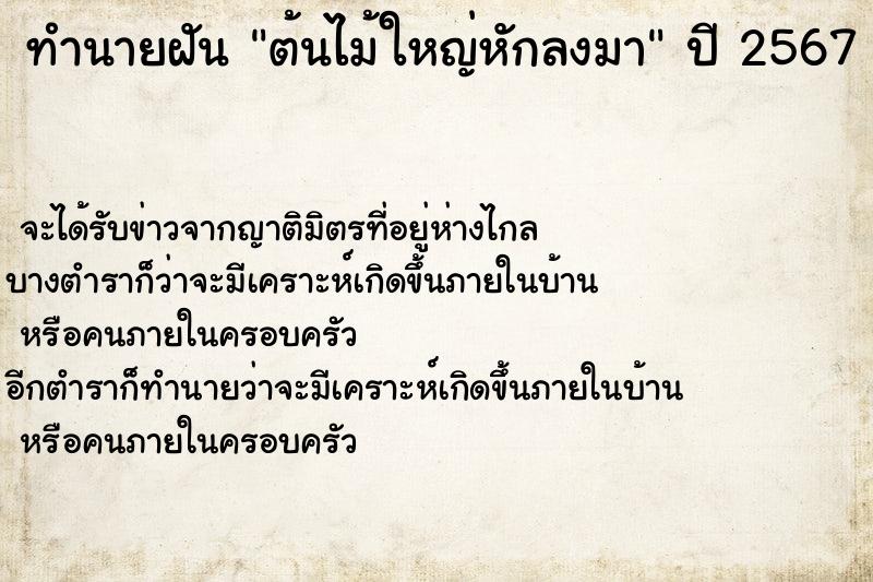 ทำนายฝันทำนายฝันต้นไม้ใหญ่หักลงมา