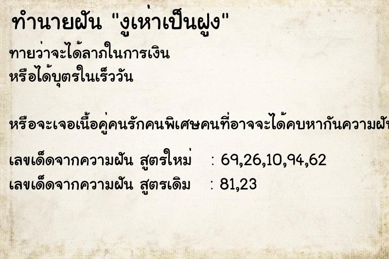 ทำนายฝันงูเห่าเป็นฝูง ทำนายฝันทำนายฝันงูเห่าเป็นฝูง