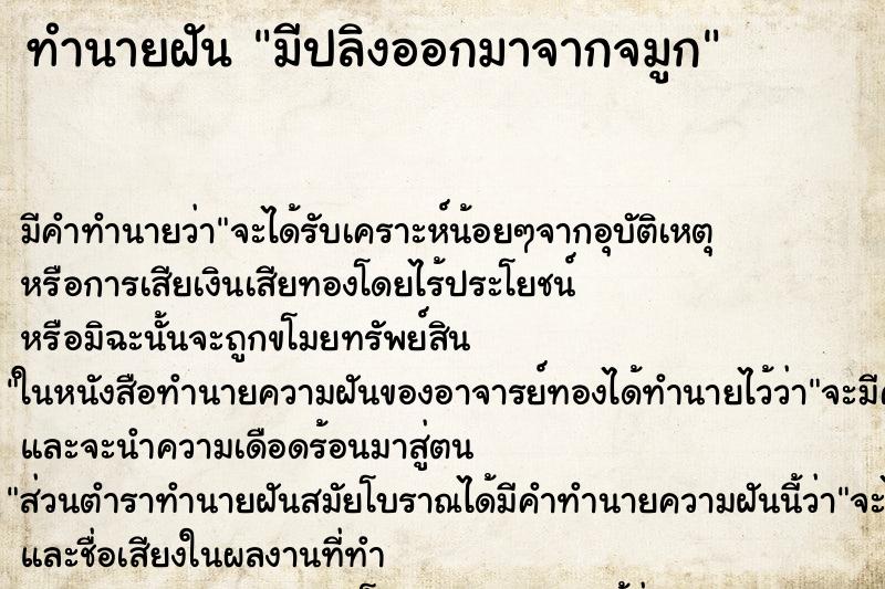 ทำนายฝัน มีปลิงออกมาจากจมูก ทำนายฝัน มีปลิงออกมาจากจมูก