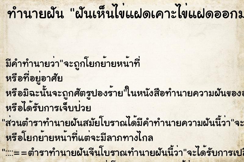 ทำนายฝัน ฝันเห็นไข่แฝดเคาะไข่แฝดออกมา ทำนายฝัน ฝันเห็นไข่แฝดเคาะไข่แฝดออกมา