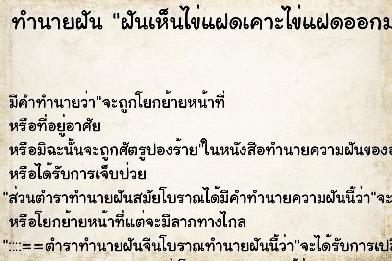 ทำนายฝัน ฝันเห็นไข่แฝดเคาะไข่แฝดออกมา ตำราโบราณ แม่นที่สุดในโลก