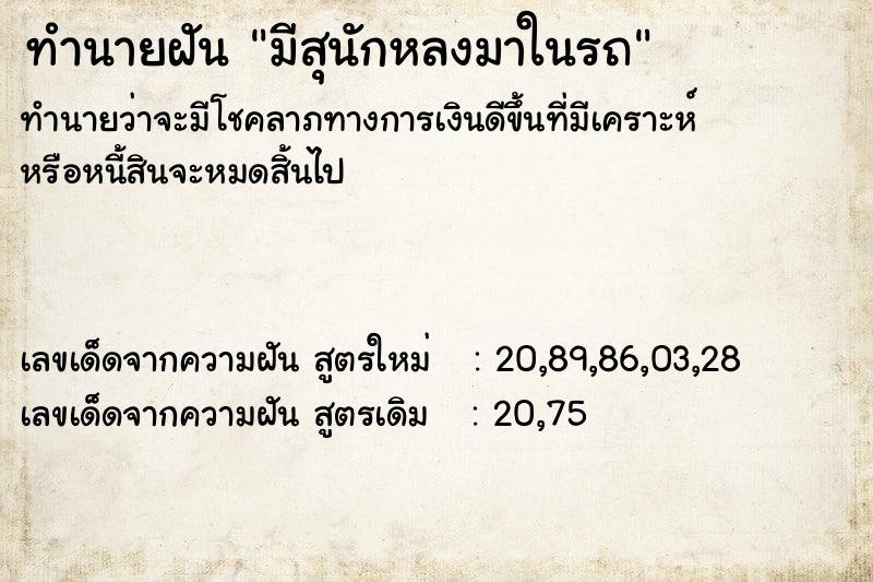 ทำนายฝัน มีสุนักหลงมาในรถ