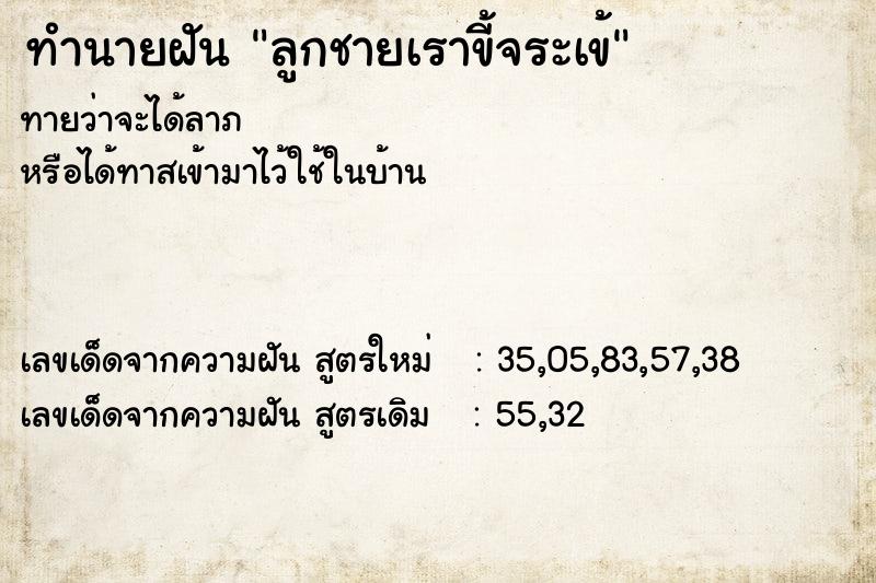 ทำนายฝันทำนายฝันลูกชายเราขี้จระเข้