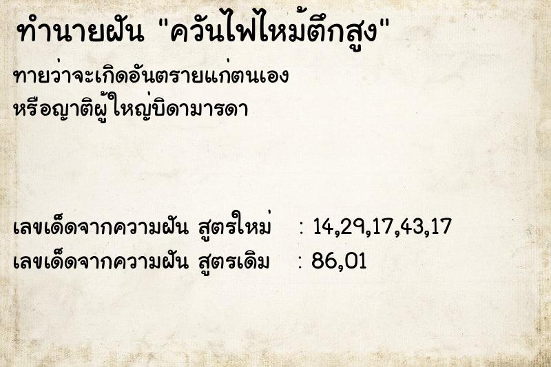 ทำนายฝัน ควันไฟไหม้ตึกสูง ทำนายฝัน ควันไฟไหม้ตึกสูง