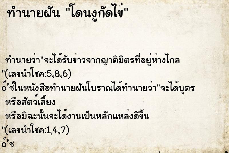 ทำนายฝัน โดนงูกัดไข่