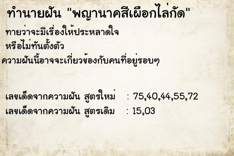 ทำนายฝันพญานาคสีเผือกไล่กัด ทำนายฝันทำนายฝันพญานาคสีเผือกไล่กัด