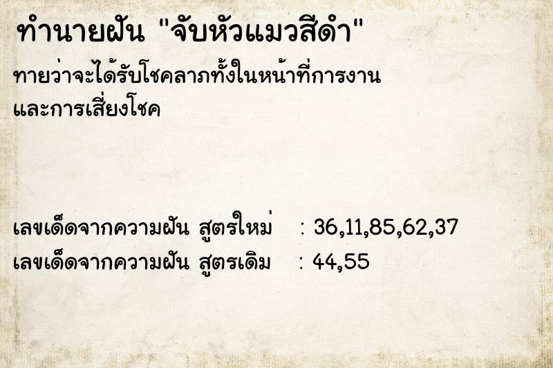 ทำนายฝันทำนายฝันจับหัวแมวสีดำ