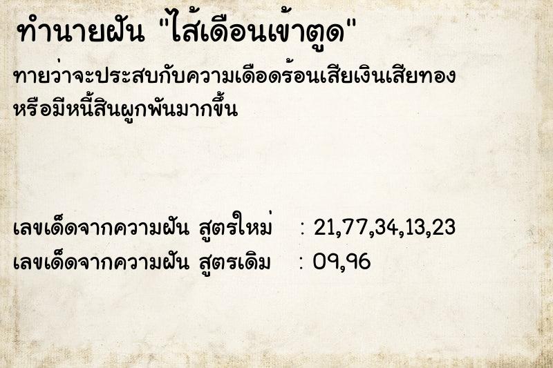 ทำนายฝันทำนายฝันไส้เดือนเข้าตูด