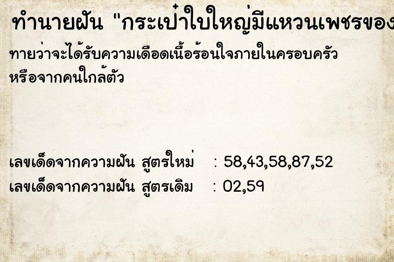 ทำนายฝันทำนายฝันกระเป๋าใบใหญ่มีแหวนเพชรของคนตาย