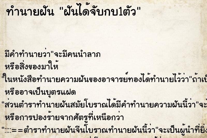 ทำนายฝันฝันได้จับกบ1ตัว ทำนายฝันทำนายฝันฝันได้จับกบ1ตัว