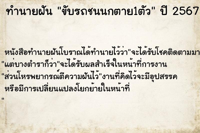 ทำนายฝัน ขับรถชนนกตาย1ตัว