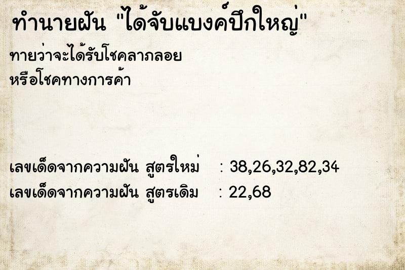 ทำนายฝันได้จับแบงค์ปึกใหญ่ ทำนายฝันทำนายฝันได้จับแบงค์ปึกใหญ่