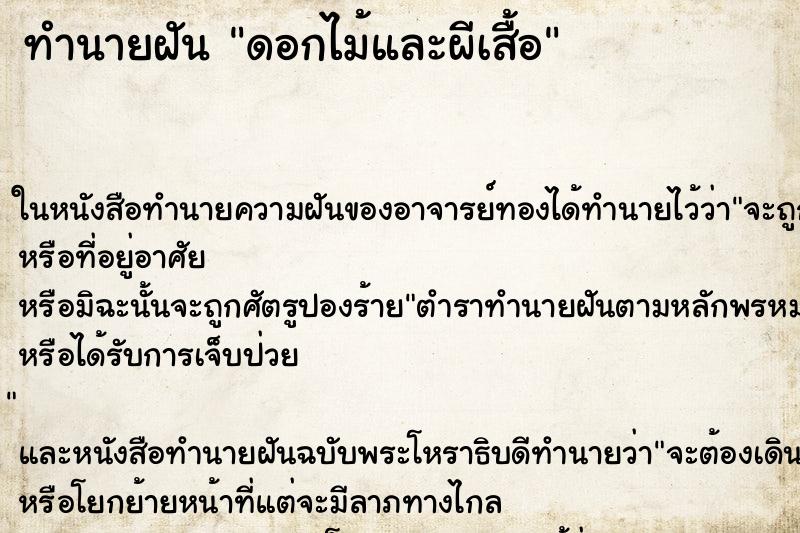 ทำนายฝัน ดอกไม้และผีเสื้อ ทำนายฝัน ดอกไม้และผีเสื้อ