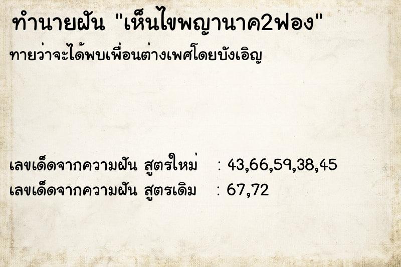 ทำนายฝันทำนายฝันเห็นไขพญานาค2ฟอง