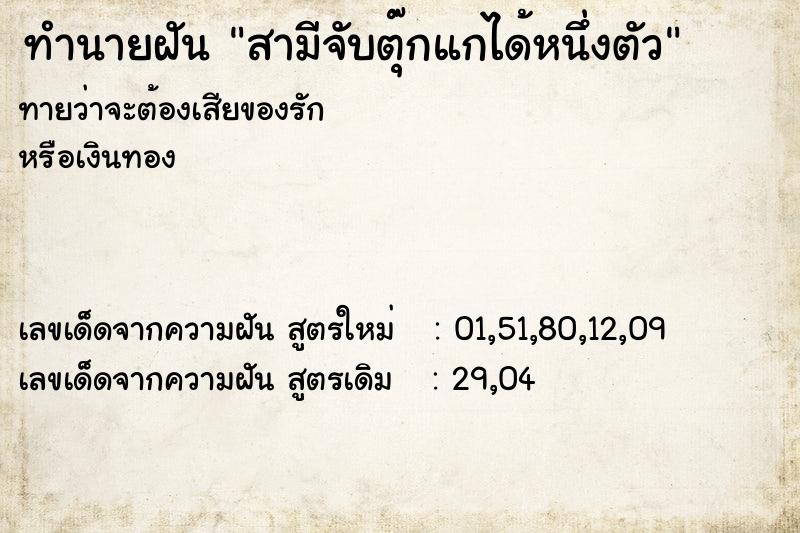 ทำนายฝันทำนายฝันสามีจับตุ๊กแกได้หนึ่งตัว