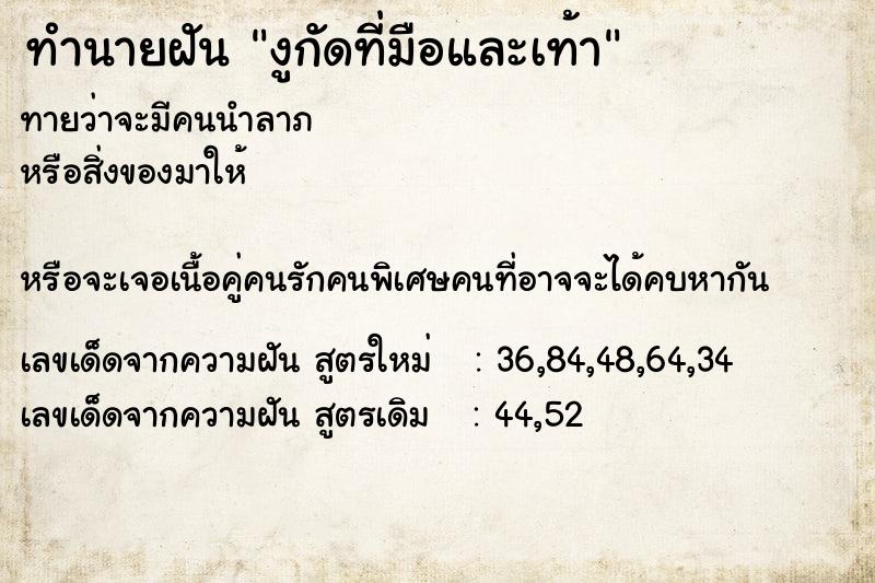ทำนายฝันงูกัดที่มือและเท้า ทำนายฝันทำนายฝันงูกัดที่มือและเท้า