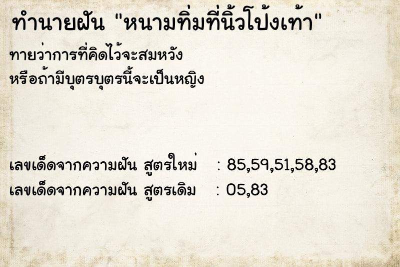 ทำนายฝัน หนามทิ่มที่นิ้วโป้งเท้า ทำนายฝัน หนามทิ่มที่นิ้วโป้งเท้า