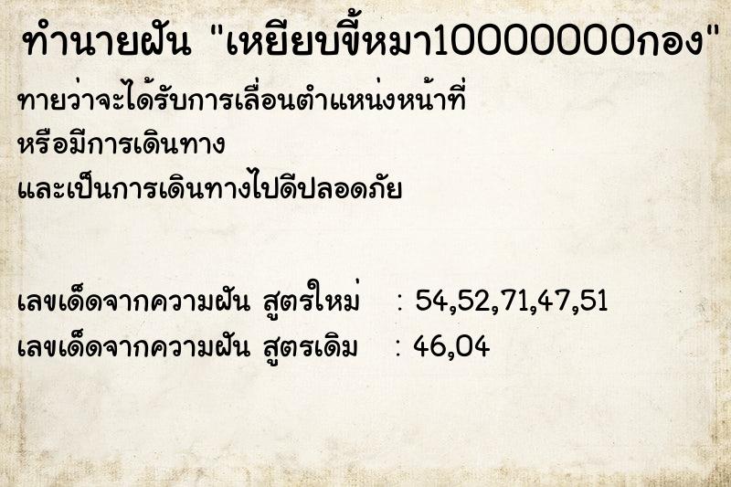 ทำนายฝันเหยียบขี้หมา10000000กอง ทำนายฝันทำนายฝันเหยียบขี้หมา10000000กอง