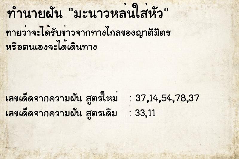 ทำนายฝันมะนาวหล่นใส่หัว ทำนายฝันทำนายฝันมะนาวหล่นใส่หัว