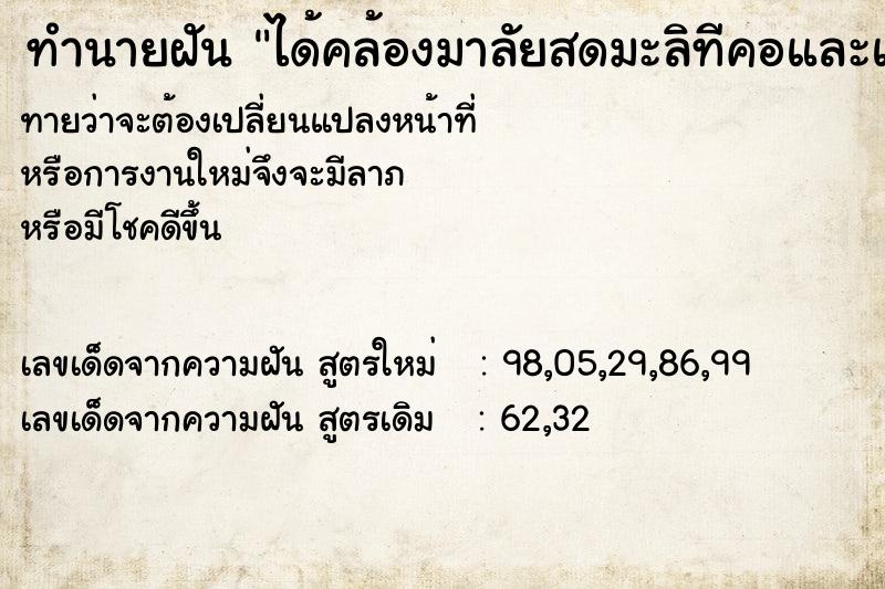 ทำนายฝันทำนายฝันได้คล้องมาลัยสดมะลิทีคอและแขน