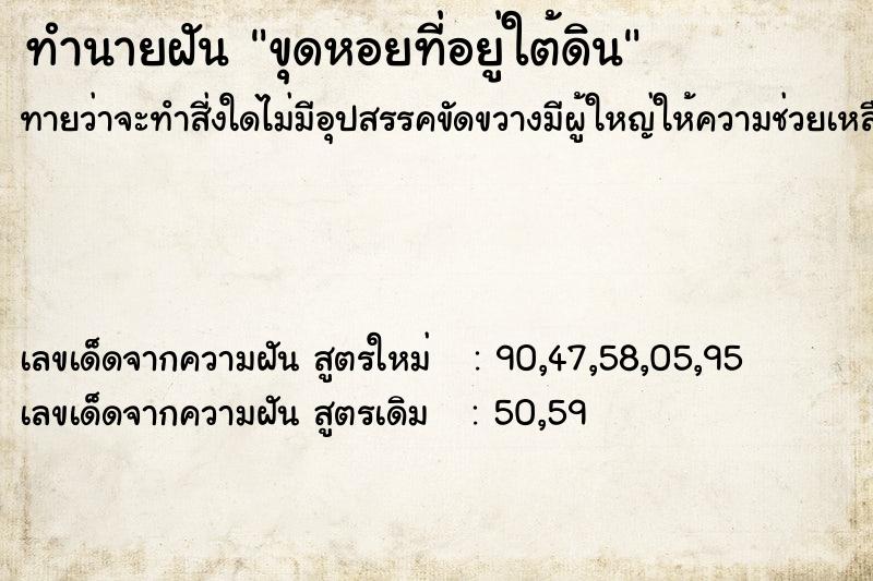 ทำนายฝันขุดหอยที่อยู่ใต้ดิน ทำนายฝันทำนายฝันขุดหอยที่อยู่ใต้ดิน