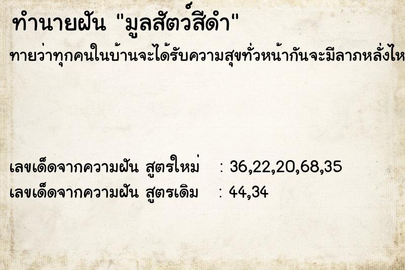 ทำนายฝันทำนายฝันมูลสัตว์สีดำ