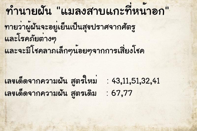 ทำนายฝันทำนายฝันแมลงสาบแกะที่หน้าอก