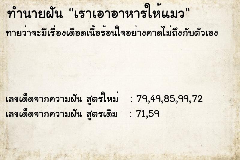 ทำนายฝัน เราเอาอาหารให้แมว