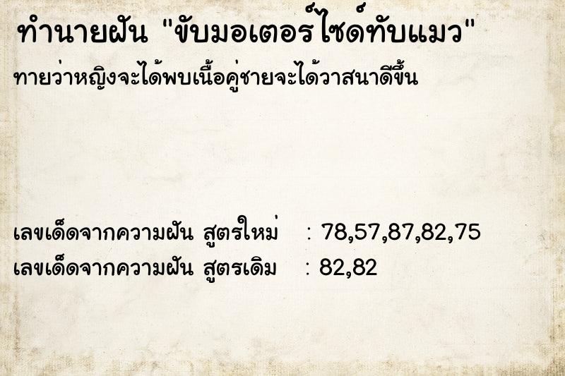 ทำนายฝันทำนายฝันขับมอเตอร์ไซด์ทับแมว