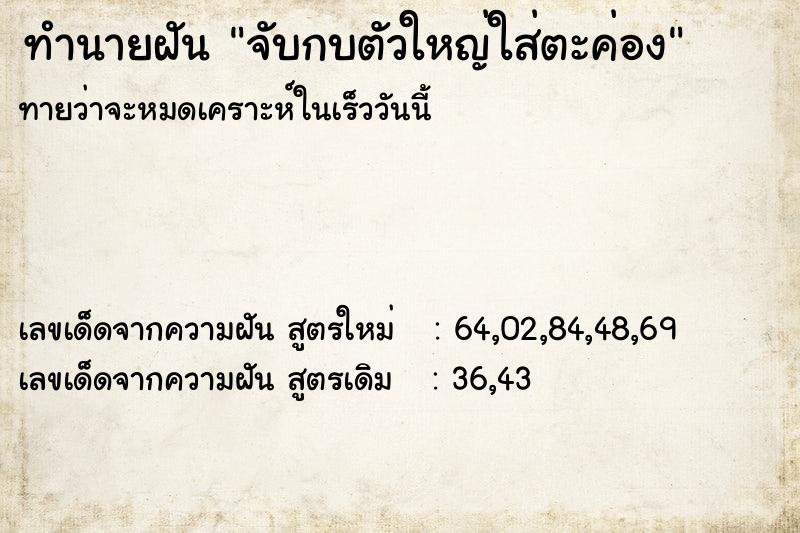 ทำนายฝันทำนายฝันจับกบตัวใหญ่ใส่ตะค่อง