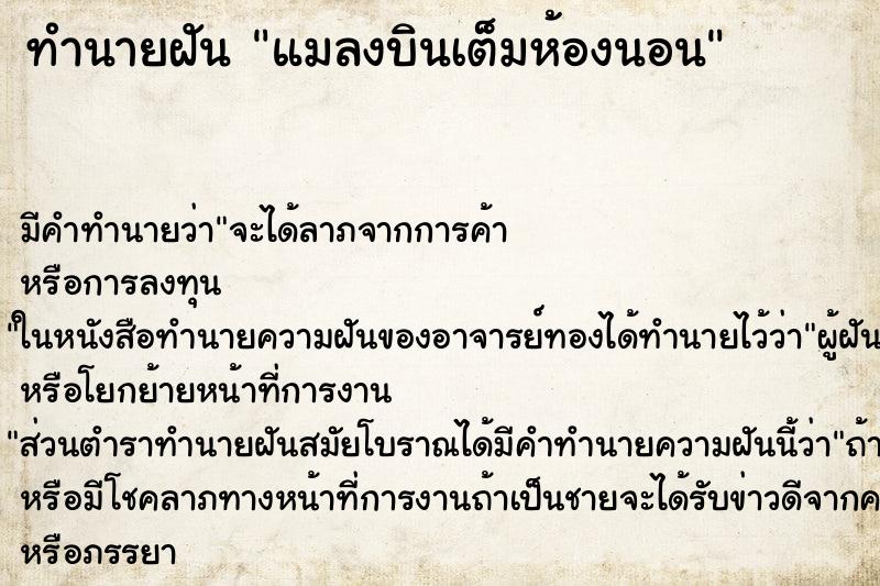 ทำนายฝัน แมลงบินเต็มห้องนอน ทำนายฝัน แมลงบินเต็มห้องนอน