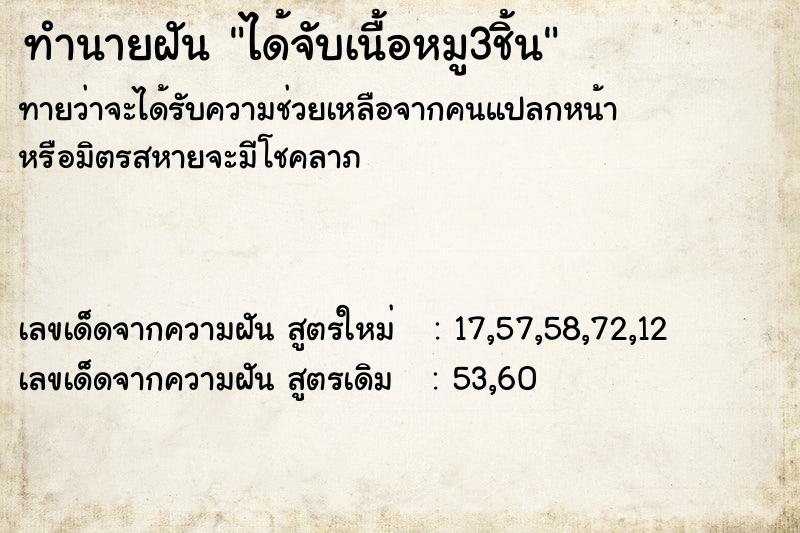ทำนายฝันทำนายฝันได้จับเนื้อหมู3ชิ้น