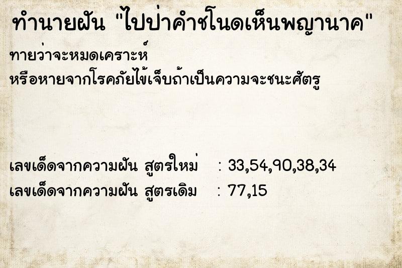 ทำนายฝันทำนายฝันไปป่าคำชโนดเห็นพญานาค