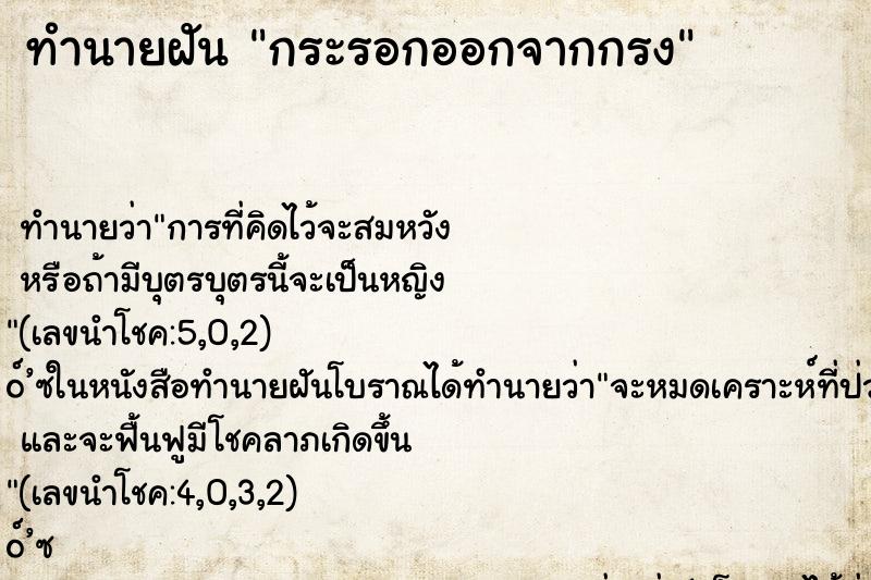 ทำนายฝัน กระรอกออกจากกรง