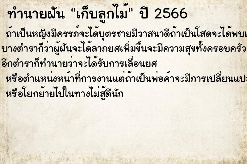 ทำนายฝันทำนายฝันเก็บลูกไม้