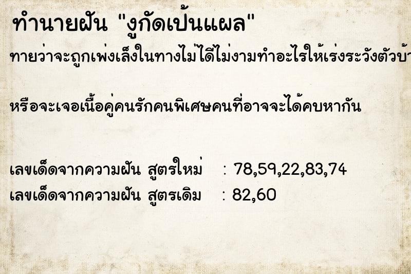 ทำนายฝันงูกัดเป้นแผล ทำนายฝันทำนายฝันงูกัดเป้นแผล