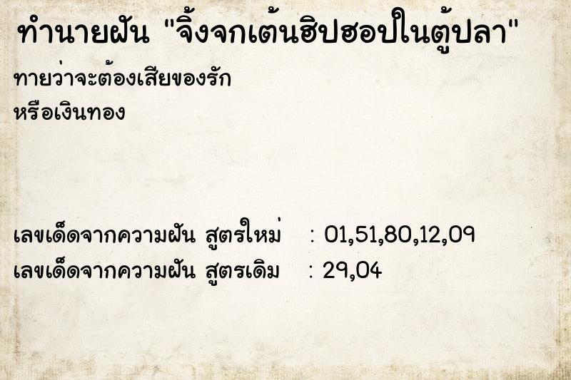 ทำนายฝันจิ้งจกเต้นฮิปฮอปในตู้ปลา ทำนายฝันทำนายฝันจิ้งจกเต้นฮิปฮอปในตู้ปลา