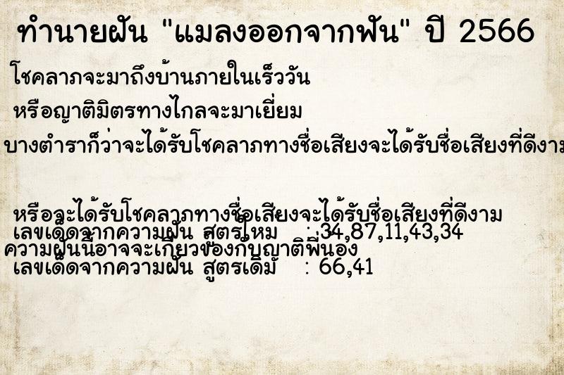 ทำนายฝันทำนายฝันแมลงออกจากฟัน