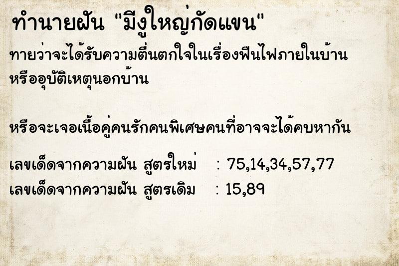 ทำนายฝันทำนายฝันมีงูใหญ่กัดแขน