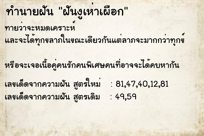 ทำนายฝันทำนายฝันฝันงูเห่าเผือก